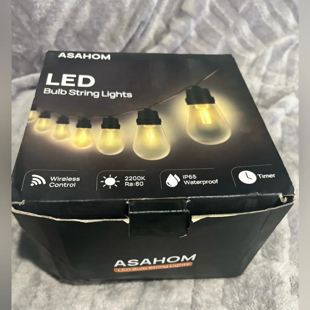 Asahom LED Bulb String Lights - 48ft - 15 bulbs- Warm Yellow